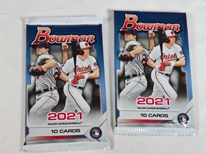Lot of 2 Unopened Packs of 2021 Bowman Baseball Cards