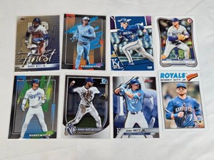 Lot of 8 Bobby Witt Jr. Baseball Cards including Topps Finest, Bowman Chrome, and others