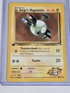 1st Edition Pokemon Card Lt. Surges Magnemite 1999-2000 Wizards 80132