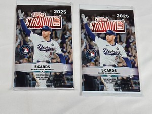 Lot of 2 Unopened Packs of 2025 Topps Stadium Club Baseball Cards