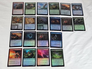 Lot of 20 Magic The Gathering Foil Cards including Titans Strength, Band Together, Guardian Naga, Nimblewright Schematic, Trailblazers Torch, Ghastly Death Tyrant