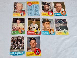 Lot of 10 Vintage 1963 Baseball Cards Featuring Wynn Hawkins, Juan Pizarro, Bob Miller, and Others