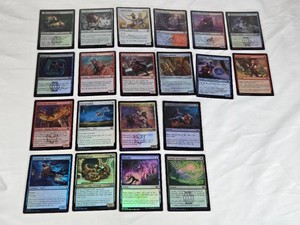 Lot of 20 Magic The Gathering Foil Cards including Pest Summoning, Pestilent Wolf, Square Up, Living Lightning, Illustrious Historian, Hyena Umbra