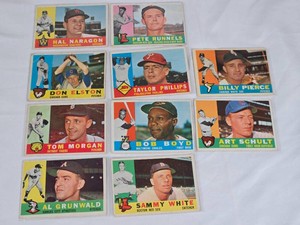 Lot of 10 Vintage 1960 Baseball Cards Featuring Hal Naragon, Pete Runnels, and Others