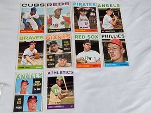 Lot of 10 Vintage 1964 Baseball Cards Featuring Jose Tartabull, Jesus Alou, and Others