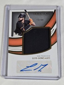 Luis Gonzalez 2022 Panini Immaculate Jumbo Relic Auto #JS-LG and Numbered 2349 - San Francisco Baseball Card