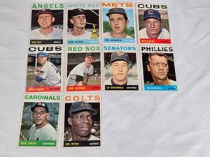 Lot of 10 Vintage 1964 Baseball Cards Featuring Don Lee, Gary Peters, Tim Harkness, Don Elston, Steve Boros, Bob Heffner, Ed Brinkman, Jim Bunning, Dick Groat, and Jim Wynn