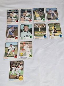 Lot of 11 Vintage 1973 Baseball Cards Featuring Vida Blue, Don Sutton, Tommy John, Rollie Fingers, and Others