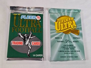 Lot of 2 Unopened Packs - 1991 and 1994 Fleer Ultra Football Cards