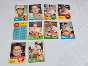 Lot of 10 Vintage 1963 Baseball Cards including Clete Boyer, Joe Jay, and Bob Turley