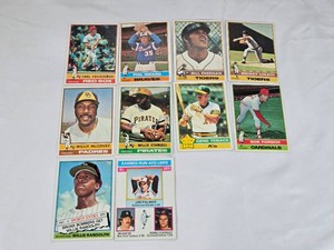 Lot of 10 Vintage 1976 Baseball Cards including Stars Like Carl Yastrzemski, Phil Niekro, and Willie McCovey, among others