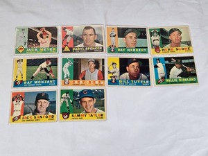 Lot of 10 Vintage 1960 Baseball Cards Featuring Various Players Including Jack Meyer, Daryl Spencer, and Herb Score
