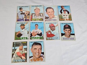 Lot of 10 Vintage 1967 Baseball Cards featuring Ken Berry, Dave Bristol, Bernie Allen, and others
