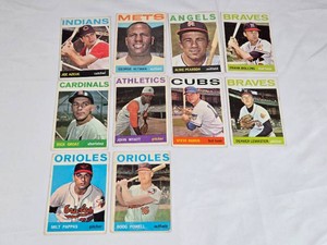 Lot of 10 Vintage 1964 Baseball Cards Featuring Dick Groat, Boog Powell, and George Altman