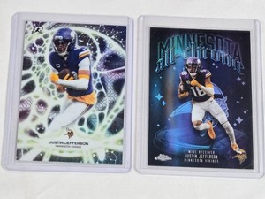 Lot of 2 Justin Jefferson Football Cards including Topps Chrome All-Chrome Refractor and Protonyx