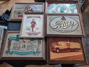 Lot of Vintage Beer & Liquor Advertising Mirrors Heileman Blatz Beefeater