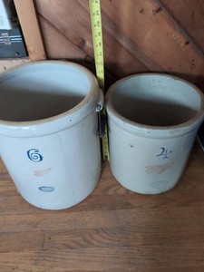 Red Wing Stoneware Crock Set 4 & 6 Gallon Wing Mark Salt Glaze