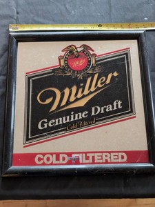 Miller Genuine Draft Cold-Filtered Framed Beer Advertising Mirror