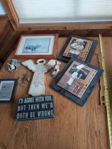 Lot of Assorted Home Decor Wall Art Figurines Sign Frame Kitchen Decor