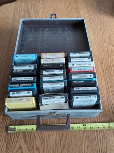 Vintage 8-Track Tape Cartridge Lot w Carry Case Country Pop Mix