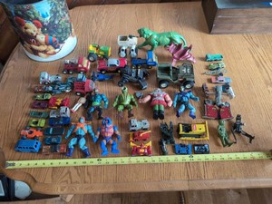 Mixed Vintage Toy Lot MOTU Figures, Tonka Trucks, Die Cast Cars