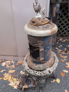 Antique Cast Iron Parlor Stove Bonn Oak Ornate Coal Wood Heater
