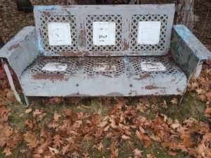 Vintage Metal Porch Settee Bench Lattice Garden Patio Seat See Photos