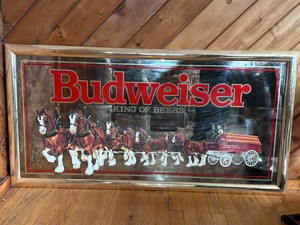 Budweiser King of Beers Clydesdales Framed Bar Mirror Sign