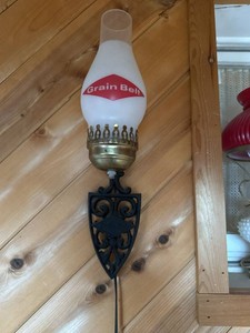Pair of Grain Belt Beer Advertising Wall Sconces Frosted Shades