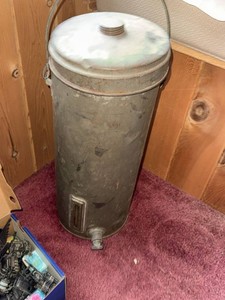 Vintage Galvanized Metal Water Cooler Dispenser w Spigot Lid Handle