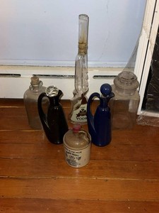 Vintage Decorative Bottle & Decanter Lot Cruets Apothecary Jar
