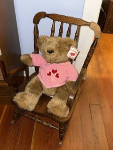 Vintage Childs Wooden Spindle Back Rocking Chair Brown Finish