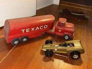 Vintage Texaco Tanker Truck & Gold Dragster Toy Car Lot