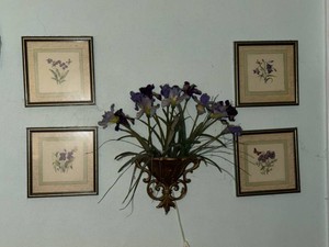 Botanical Framed Wall Art Set With Floral Wall Pocket Sconce Decor