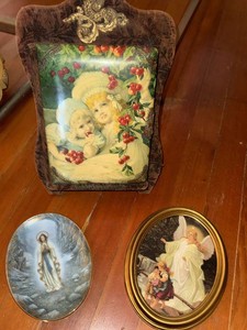 Victorian Photo Album & Religious Wall Art Decor Lot Vintage