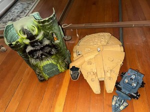 Vintage Toy Lot Castle Grayskull Millennium Falcon Figures & Parts