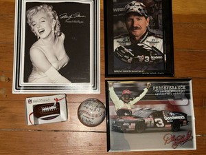 Lot of Sports Memorabilia & Wall Decor Dale Earnhardt Marilyn Monroe