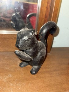 Vintage Cast Iron Squirrel Nutcracker Black Figural Tabletop Decor