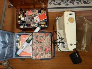 Kenmore Sewing Machine with Pedal, Cover & Sewing Supplies Lot