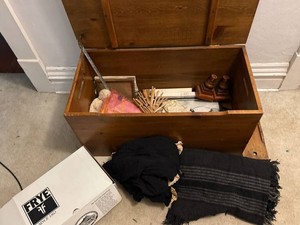 Vintage Cedar Hope Chest with Mixed Decorative Household Contents