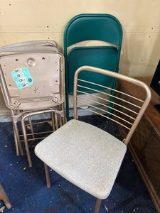 Mixed Metal Folding Chairs With Upholstered Side Chair Set See Photos