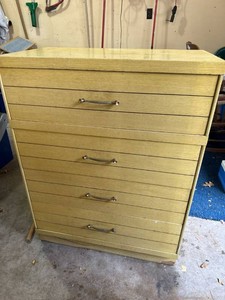 Vintage 4 Drawer Blonde Wood Chest Dresser 32x18x42 Mid Century