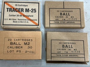 Lot of USGI .30 Cal M2 Ball & M-25 Tracer Ammunition Boxes