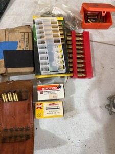 Mixed Ammunition & Brass Lot .22 WMR .270 Win .30 M2 Boxes Pouch