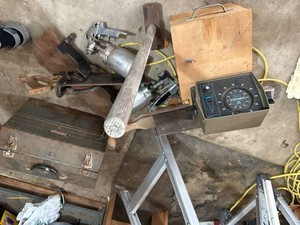 Box Lot of Vintage Hand Tools Craftsman Toolbox Lowrance Fish Finder