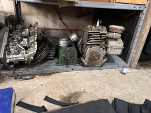 Box Lot of Assorted Small Engine Parts Gear Reducer Gas Engine