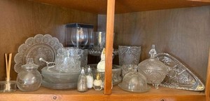 Vintage Mixed Glassware Serveware Decor Lot Pressed Cut Glass