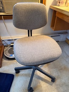 Gray Upholstered Armless Office Task Chair Swivel Adjustable Casters