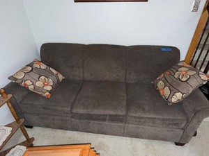 Green Upholstered Sofa and Loveseat Set with Accent Pillows