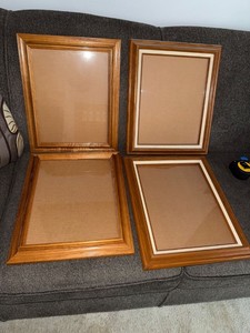Set of 4 Wood Picture Frames Oak Finish Two Styles Approx 13x16